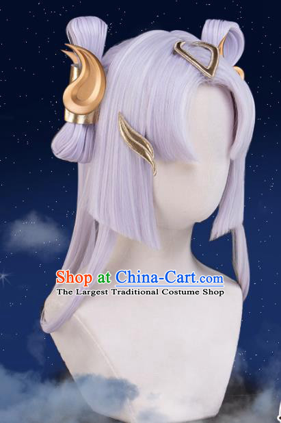 Chinese Traditional Cosplay Wigs Ancient Peri Wig Sheath and Hairpins Hair Accessories Complete Set for Women