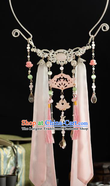 Chinese Traditional Accessories Ancient Cosplay Princess Pink Silk Tassel Necklace for Women