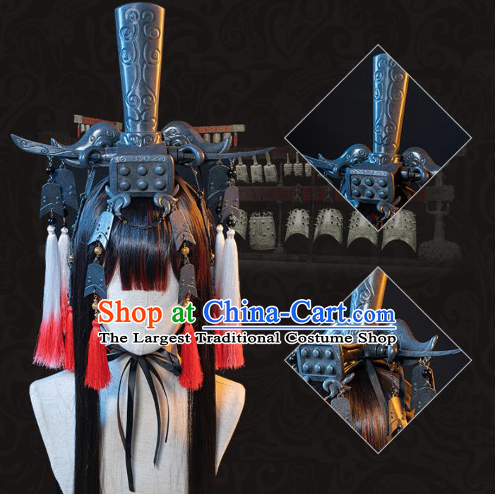 Chinese Traditional Cosplay Hair Accessories Ancient Swordswoman Wigs and Hair Crown for Women