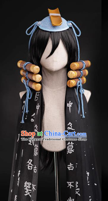 Chinese Traditional Cosplay Swordswoman Hair Accessories Ancient Female Knight Wigs and Hair Crown for Women