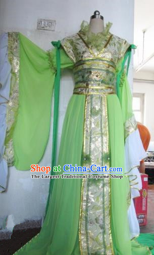 Chinese Traditional Cosplay Peri Princess Costume Ancient Imperial Consort Green Hanfu Dress for Women