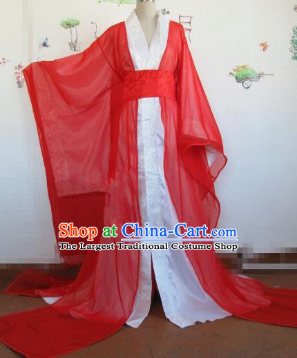 Chinese Traditional Cosplay Royal Highness Wedding Costume Ancient Swordsman Red Hanfu Clothing for Men
