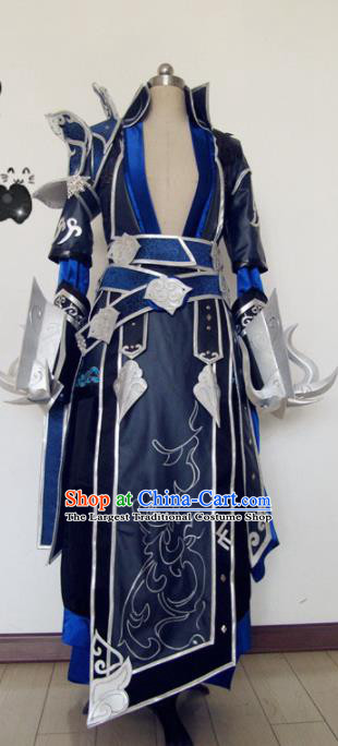 Chinese Traditional Cosplay Knight Navy Armour Costume Ancient Swordsman Hanfu Clothing for Men