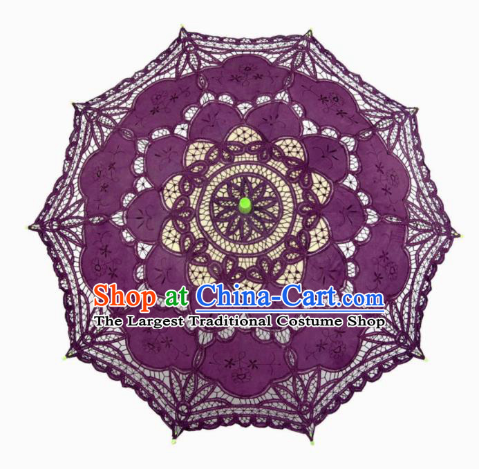Chinese Traditional Handmade Purple Lace Umbrella Photography Prop Princess Umbrellas