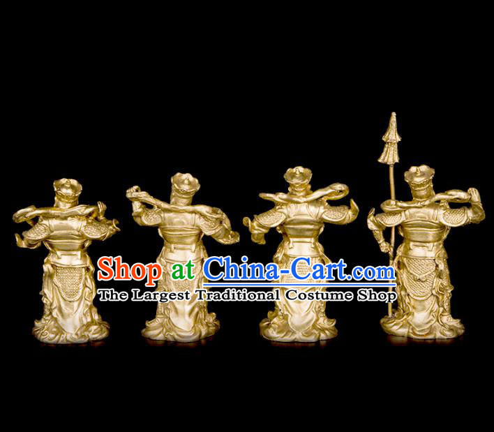 Chinese Traditional Feng Shui Items Bagua Brass Decoration Four Heavenly Kings Bronze Statue