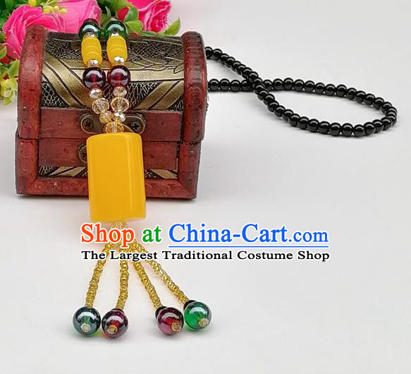 Chinese Traditional Ethnic Jewelry Accessories Beeswax Tassel Necklace for Women