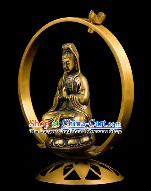 Chinese Traditional Taoism Bagua Brass Bodhisattva Incense Burner Feng Shui Items Censer Decoration
