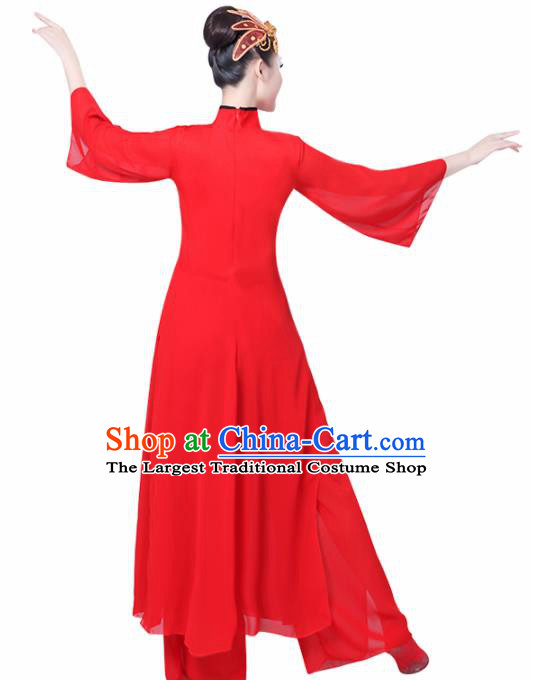 Chinese Traditional Umbrella Dance Red Costume Classical Dance Group Dance Dress for Women