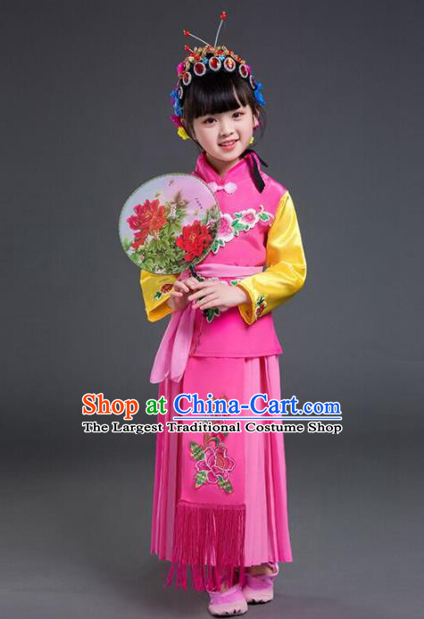 Chinese Traditional Beijing Opera Young Lady Costume Stage Performance Maidservants Clothing for Kids