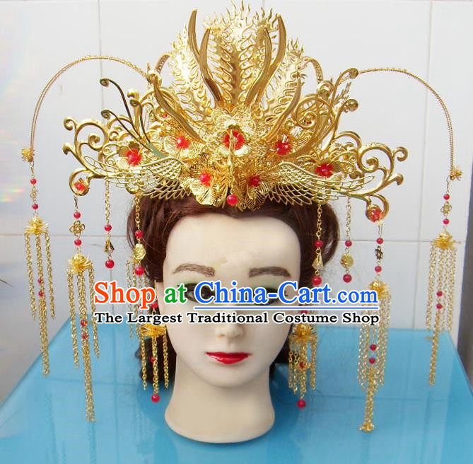 Chinese Traditional Goddess Tassel Phoenix Coronet Hairpins Ancient Princess Hair Accessories for Women