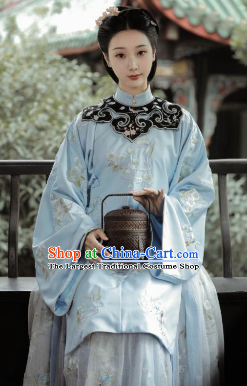 Chinese Traditional Ming Dynasty Young Mistress Hanfu Dress Ancient Palace Princess Embroidered Historical Costume for Women