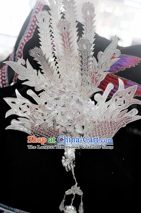 Traditional Chinese Sliver Phoenix Hair Accessories Miao Nationality Ethnic Female Hairpins for Women
