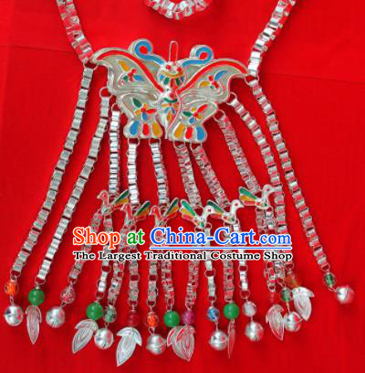 Chinese Traditional Miao Nationality Butterfly Necklet Hmong Bride Necklace for Women