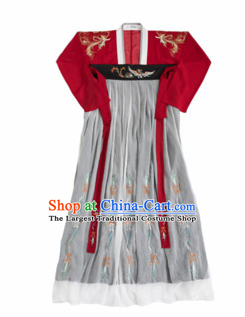 Traditional Chinese Tang Dynasty Imperial Consort Embroidered Historical Costume Ancient Peri Hanfu Dress for Women