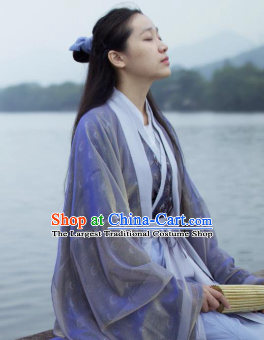 Traditional Chinese Jin Dynasty Historical Costume Ancient Nobility Lady Swordswoman Hanfu Dress for Women