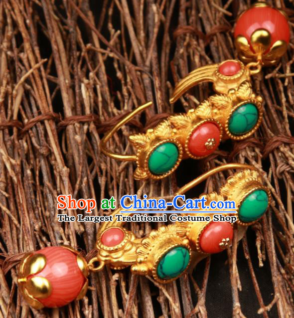 Chinese Traditional Tibetan Ethnic Jewelry Accessories Zang Nationality Earrings for Women