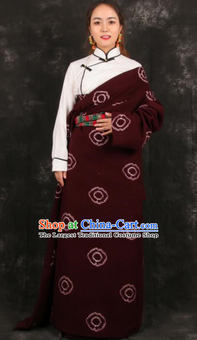 Chinese Traditional Tibetan Ethnic Bride Robe Zang Nationality Heishui Dance Costume for Women