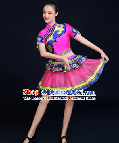 Traditional Chinese Ethnic Folk Dance Dress Miao Nationality Stage Performance Costume for Women