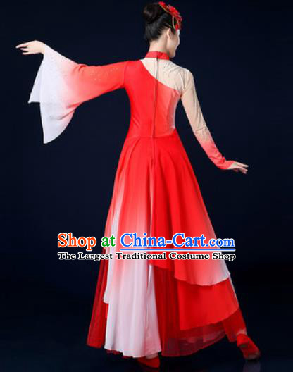 Traditional Chinese Classical Dance Red Veil Dress Umbrella Dance Stage Performance Costume for Women