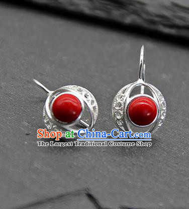 Chinese Traditional Tibetan Ethnic Red Ear Accessories Zang Nationality Earrings for Women