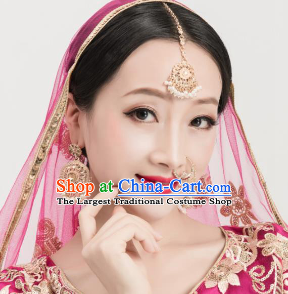 Asian India Traditional Jewelry Accessories Eyebrows Pendant Hair Clasp Nose Studs and Earrings for Women