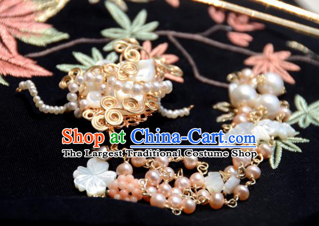 Traditional Chinese Hanfu Hair Accessories Ancient Princess Pearls Tassel Shell Hair Claw Hairpins for Women