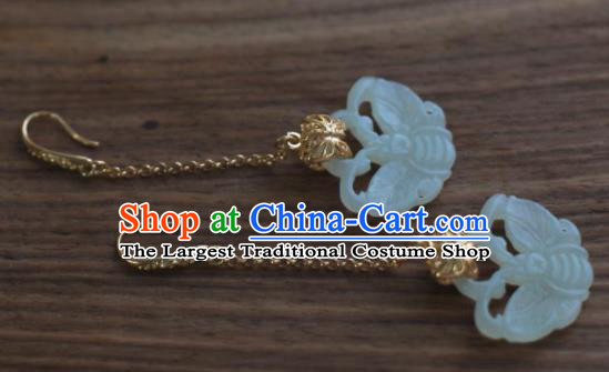Traditional Chinese Hanfu Accessories Ancient Princess Jade Scalewing Earrings for Women