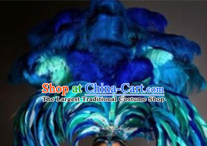 Top Grade Halloween Show Royalblue Ostrich Feather Hair Accessories Brazilian Carnival Headwear for Women