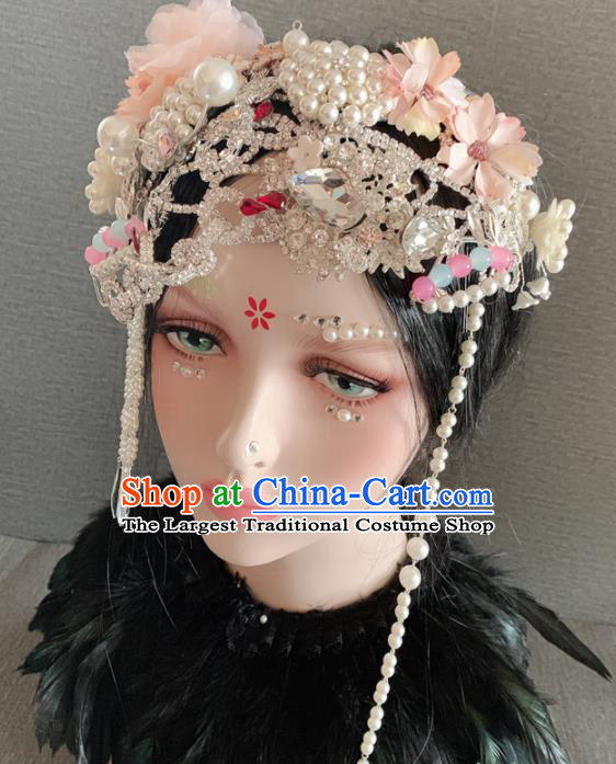 Chinese Handmade Queen Crystal Hair Accessories Halloween Modern Fancywork Headwear for Women