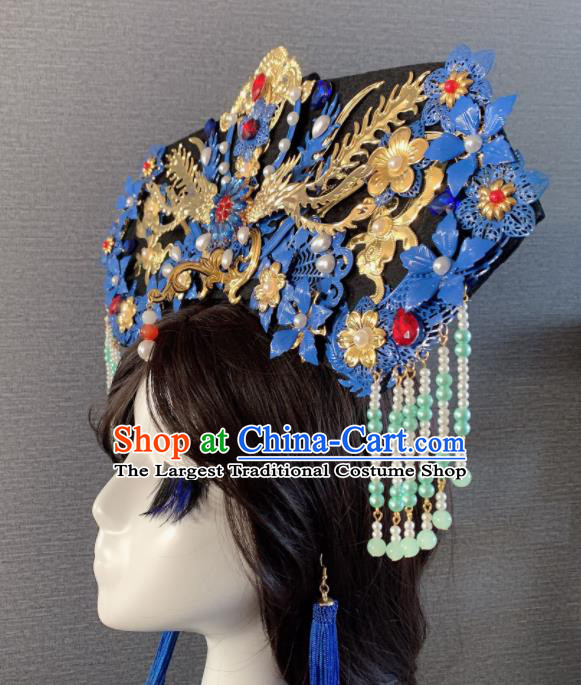 Chinese Handmade Qing Dynasty Hair Accessories Ancient Palace Queen Phoenix Coronet Headwear for Women