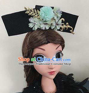 Chinese Handmade Qing Dynasty Princess Hair Accessories Ancient Palace Blue Peony Hair Clasp for Women