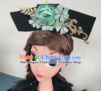 Traditional Chinese Qing Dynasty Princess Green Peony Hair Accessories Handmade Ancient Hair Clasp for Women