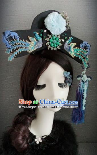 Traditional Chinese Ancient Palace Phoenix Hair Accessories Qing Dynasty Queen Headwear for Women
