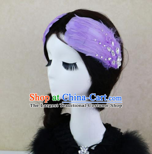 Top Grade Bride Purple Feather Angel Hair Claws Headwear Princess Hair Accessories for Women
