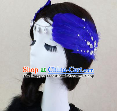 Top Grade Bride Royalblue Feather Angel Hair Claws Headwear Princess Hair Accessories for Women