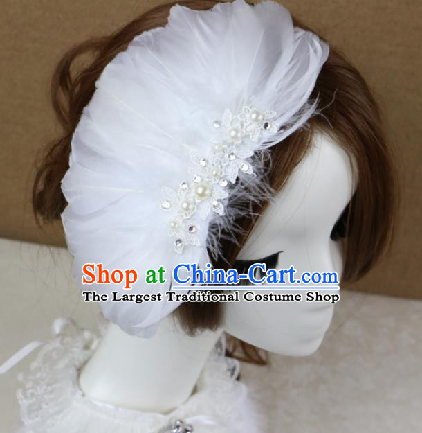 Top Grade Angel White Feather Hair Claws Headwear Princess Hair Accessories for Women