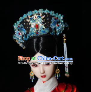 Chinese Ancient Qing Dynasty Manchu Queen Cloisonne Headwear Traditional Palace Hair Accessories for Women