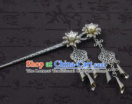 Chinese Ancient Princess Lotus Tassel Hairpins Traditional Palace Hanfu Wedding Hair Accessories for Women