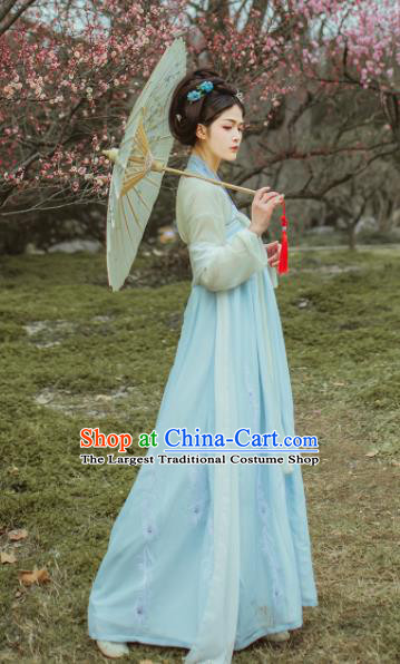 Chinese Traditional Tang Dynasty Embroidered Hanfu Dress Ancient Court Maid Costume for Women