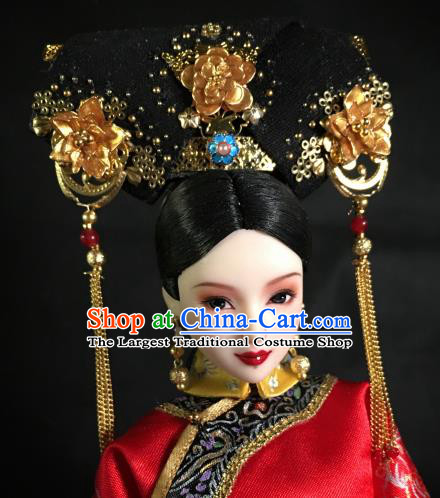 Chinese Ancient Qing Dynasty Imperial Consort Headwear Traditional Palace Manchu Hair Accessories for Women