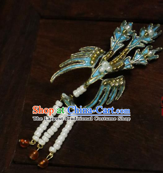 Chinese Ancient Cloisonne Phoenix Hairpins Traditional Qing Dynasty Palace Manchu Imperial Consort Hair Accessories for Women
