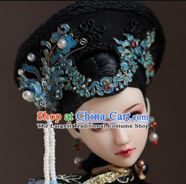 Chinese Ancient Palace Manchu Phoenix Hairpins Traditional Qing Dynasty Imperial Consort Hair Accessories for Women
