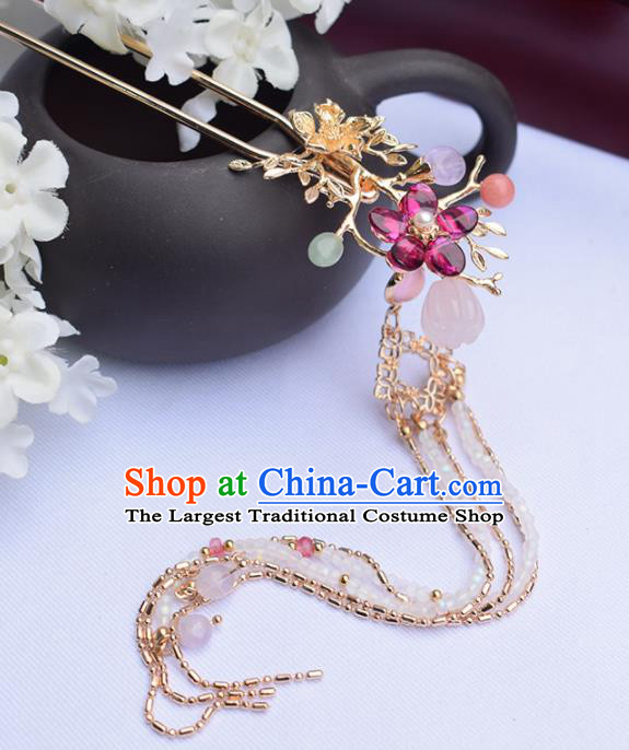 Chinese Ancient Princess Golden Hairpins Tassel Step Shake Traditional Hanfu Hair Accessories for Women