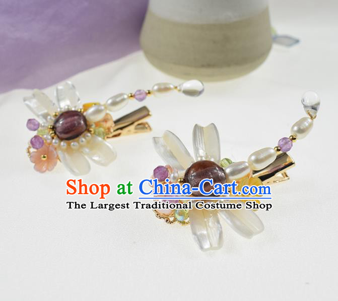 Chinese Ancient Princess Pearls Dragonfly Hair Claws Hairpins Traditional Hanfu Hair Accessories for Women