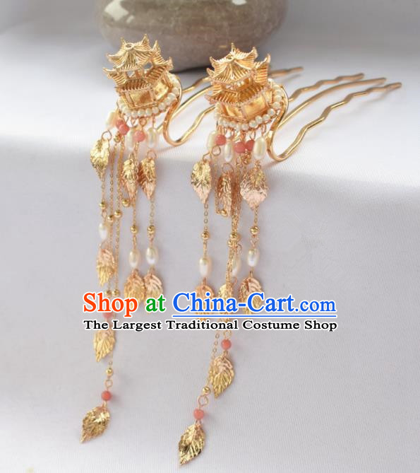 Chinese Ancient Princess Palace Tassel Hairpins Traditional Handmade Hanfu Hair Accessories for Women