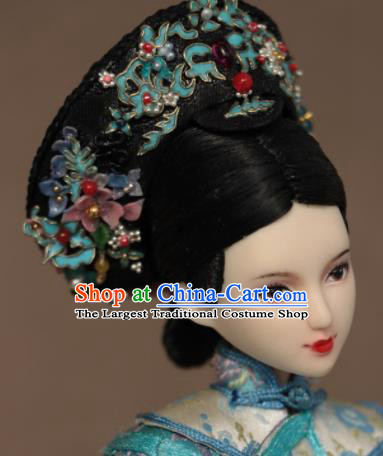 Chinese Ancient Manchu Concubine Headwear Traditional Qing Dynasty Palace Imperial Consort Hair Accessories for Women