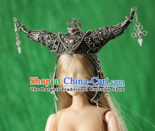 Chinese Ancient Female General Helmet Traditional Swordswoman Hanfu Hair Accessories for Women
