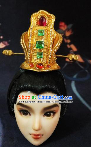 Handmade Chinese Ancient Han Dynasty Prince Hairdo Crown Traditional Swordsman Hair Accessories for Men