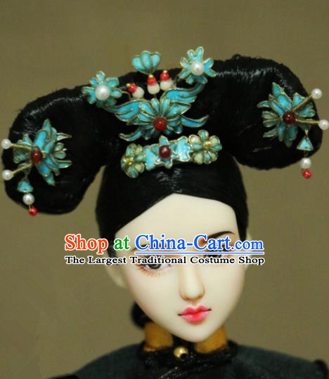 Chinese Ancient Manchu Lady Hairpins Headwear Traditional Qing Dynasty Princess Hair Accessories for Women