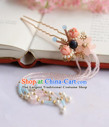Chinese Ancient Palace Lady Tassel Hairpins Traditional Hanfu Tassel Hair Accessories for Women